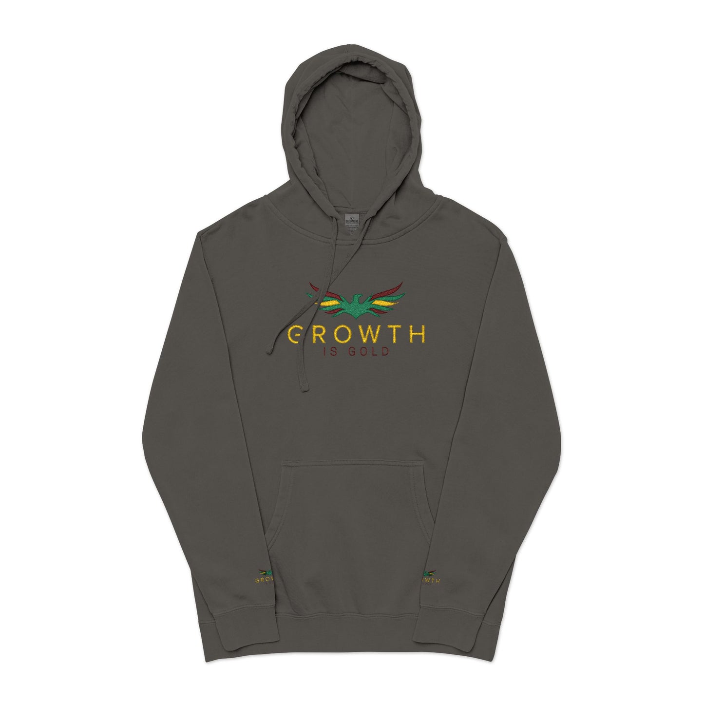 Growth Is Gold Inspired Unisex Embroidered Hoodie, Cozy Layering, Gift for Friends, Casual Fashion, Outdoor Adventures, Comfortable Loungewear