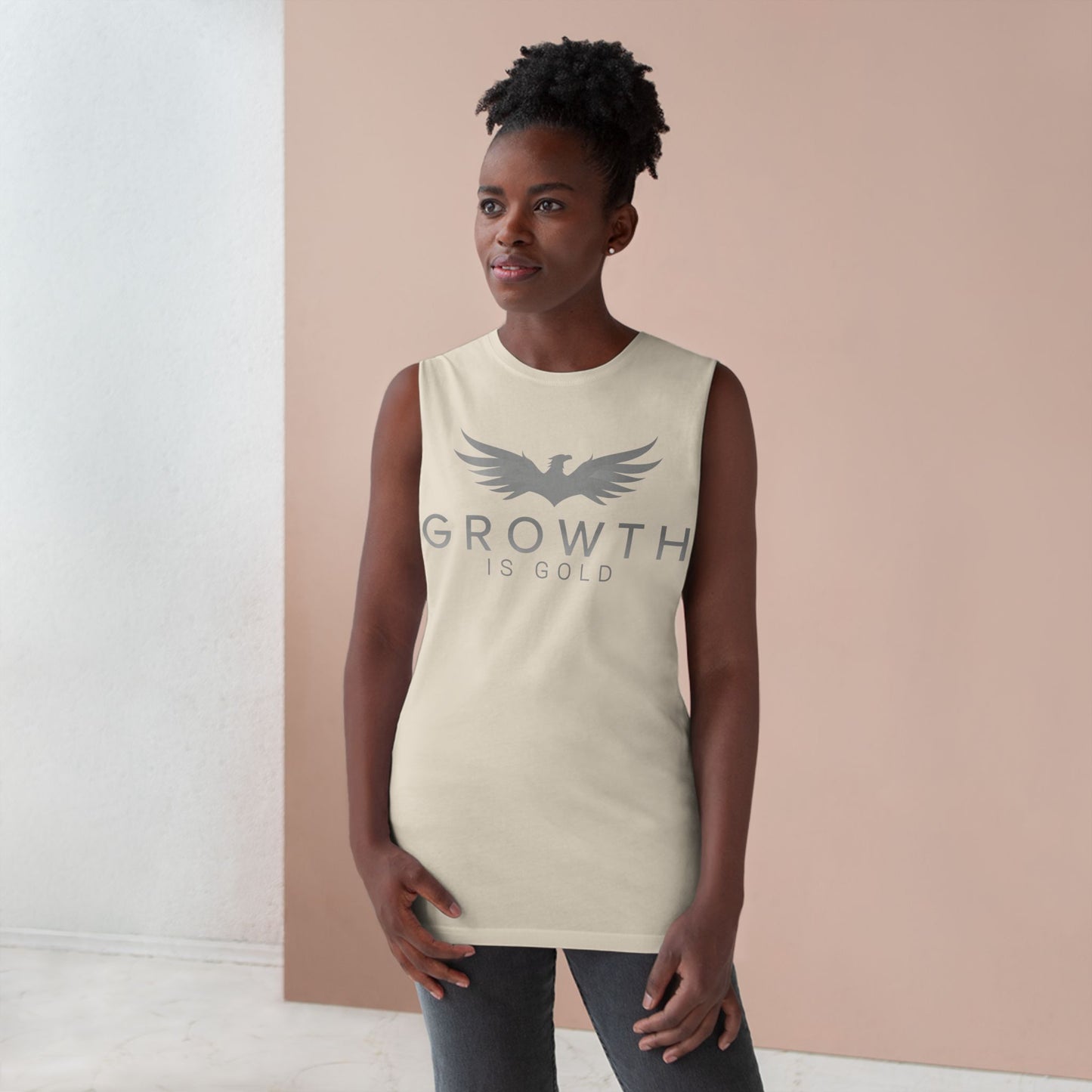 Unisex Growth is Gold Tank - Inspirational Activewear, Motivational Workout Top, Fitness Gift, Summer Apparel, Gym Wear