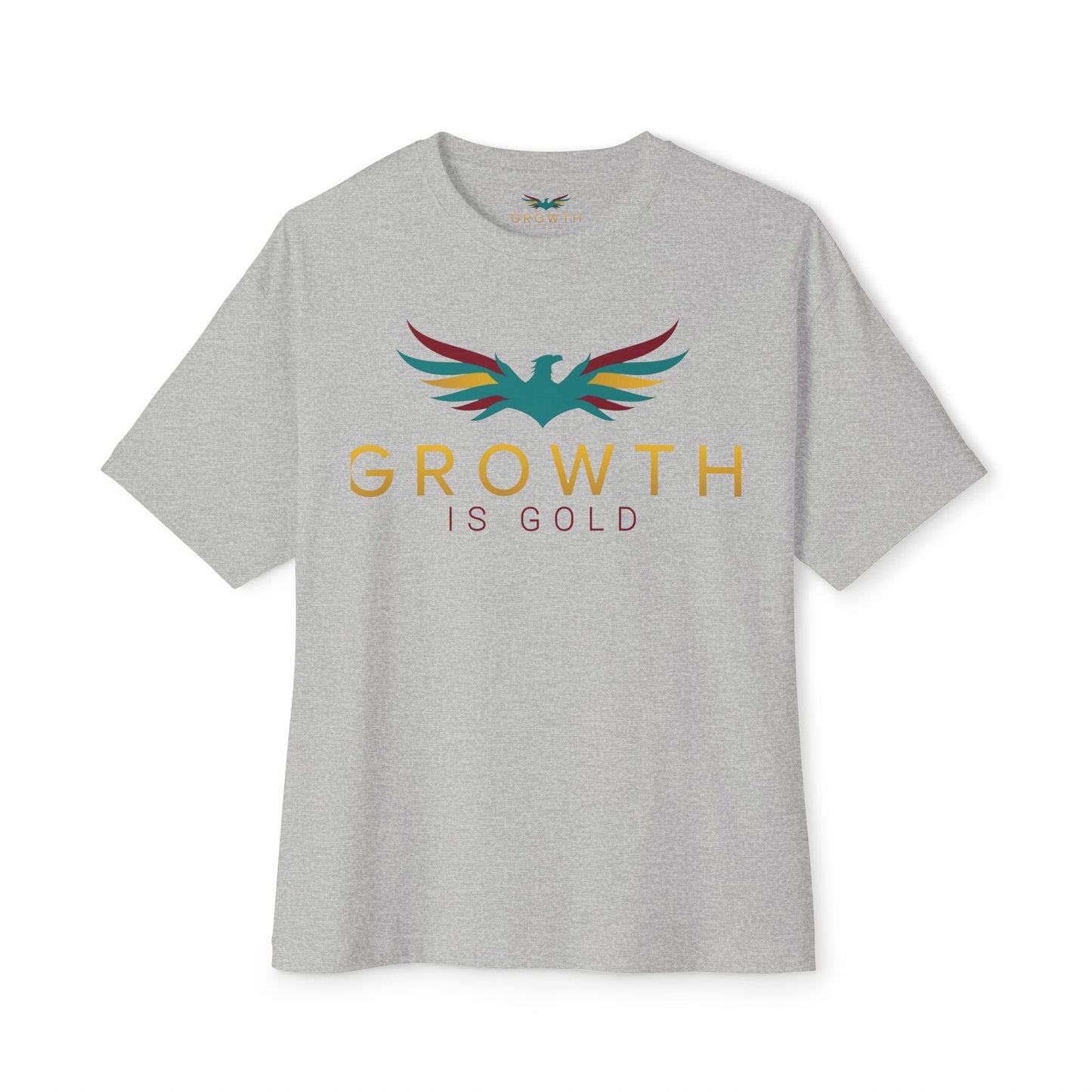 Growth is Gold Unisex Oversized Boxy Tee, Inspirational Graphic T-Shirt, Casual Wear, Gift for Her, Motivational Apparel, Stylish Lounge Tee