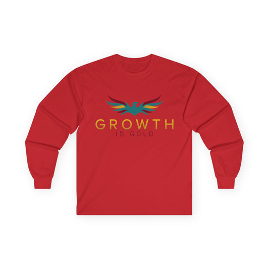 Inspirational Long Sleeve Tee, Growth Is Gold Shirt, Unisex Motivational Tee, Gift for Transformation, Positive Vibes Apparel