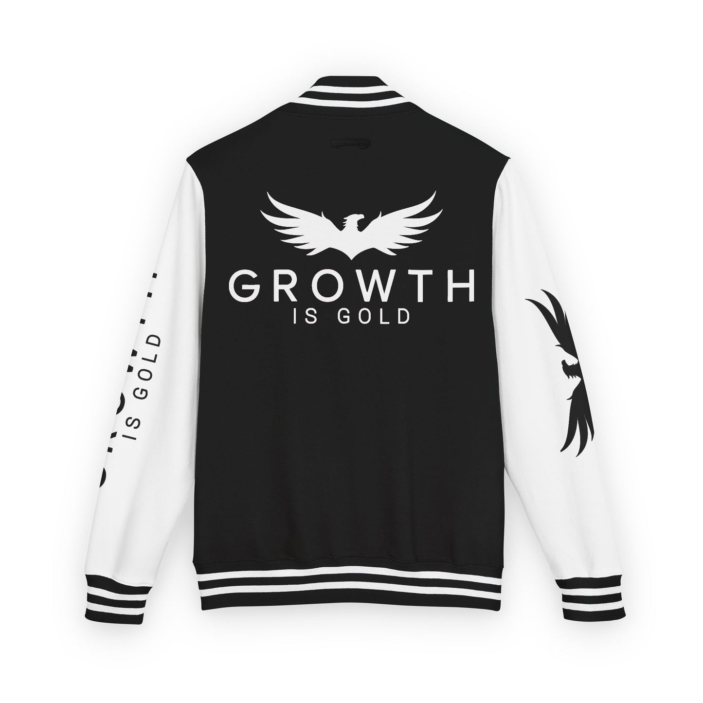 Elevated Style Unisex Letterman Jacket - Motivational Growth Quote, Casual Wear, Trendy Outerwear, Gift for Him/Her, Sports Jacket