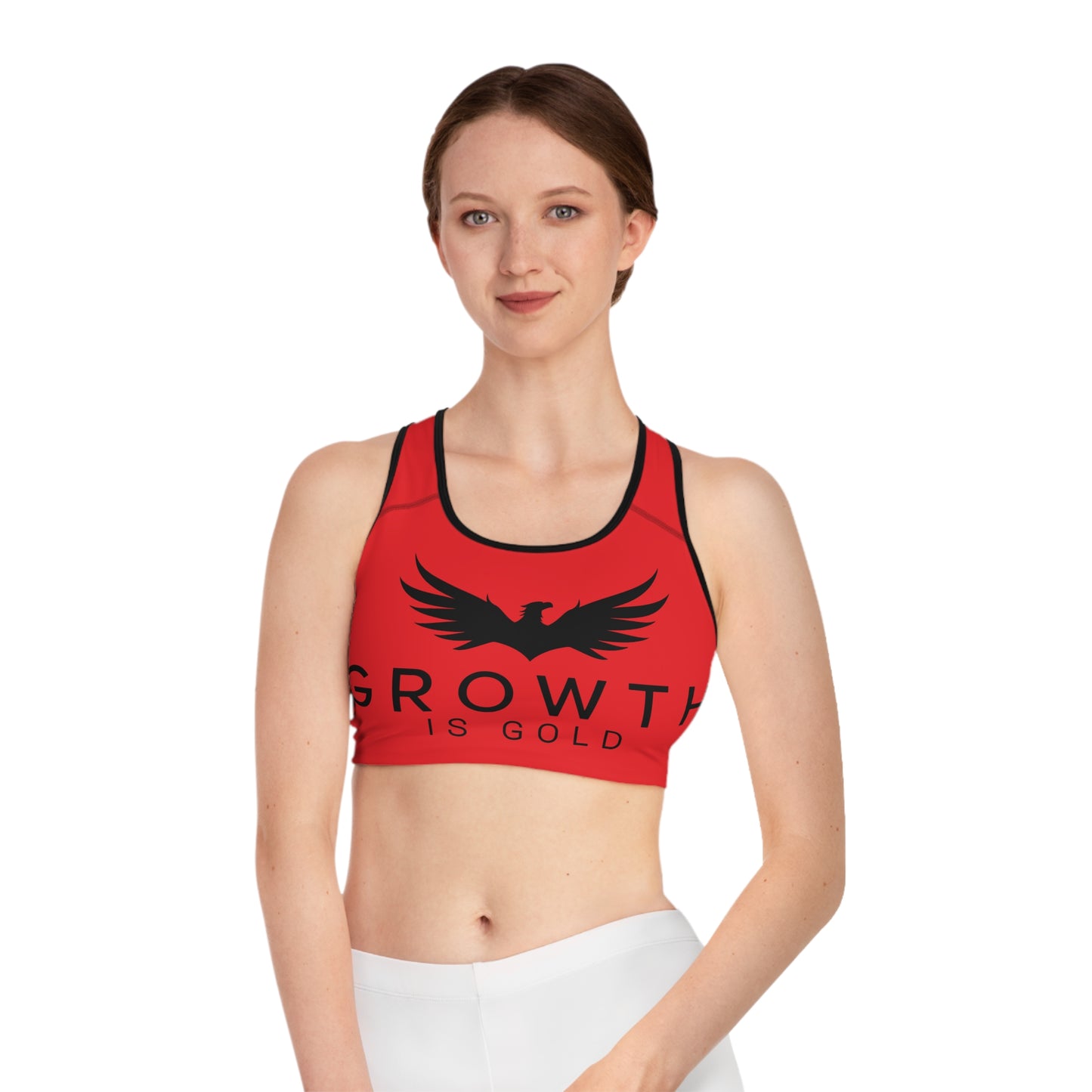 Empowering Sports Bra - Growth is Gold, Fitness Apparel, Workout Gear, Activewear, Motivational Clothing