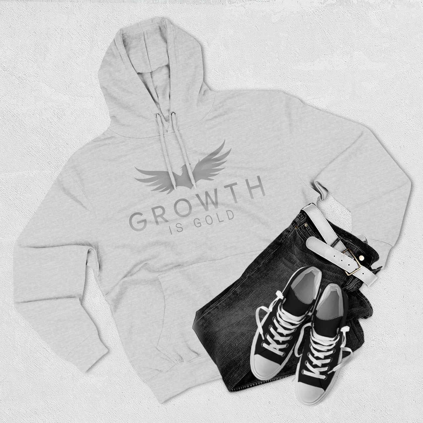 Inspirational Fleece Hoodie - Growth is Gold, Cozy Apparel, Motivational Gift, Unisex Clothing, Perfect for Any Occasion