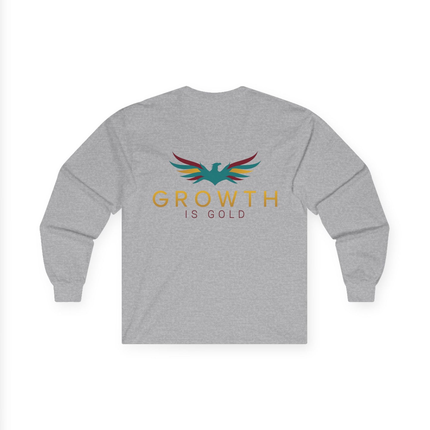 Inspirational Long Sleeve Tee, Growth Is Gold Shirt, Unisex Motivational Tee, Gift for Transformation, Positive Vibes Apparel