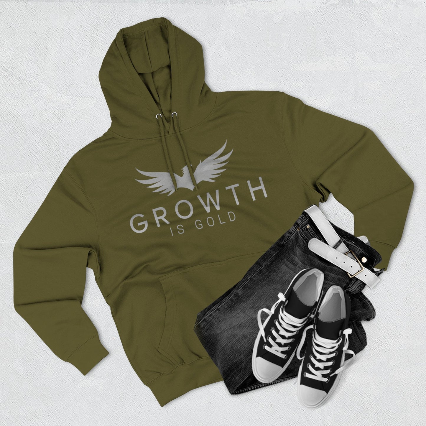 Inspirational Fleece Hoodie - Growth is Gold, Cozy Apparel, Motivational Gift, Unisex Clothing, Perfect for Any Occasion