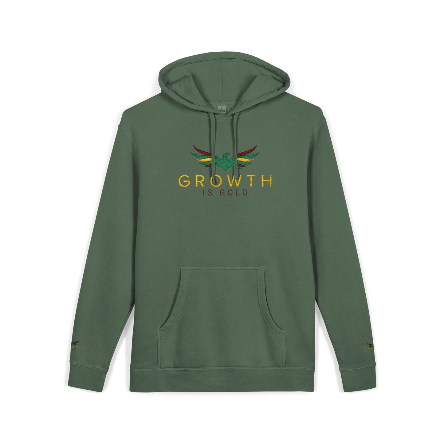 Growth Is Gold Inspired Unisex Embroidered Hoodie, Cozy Layering, Gift for Friends, Casual Fashion, Outdoor Adventures, Comfortable Loungewear