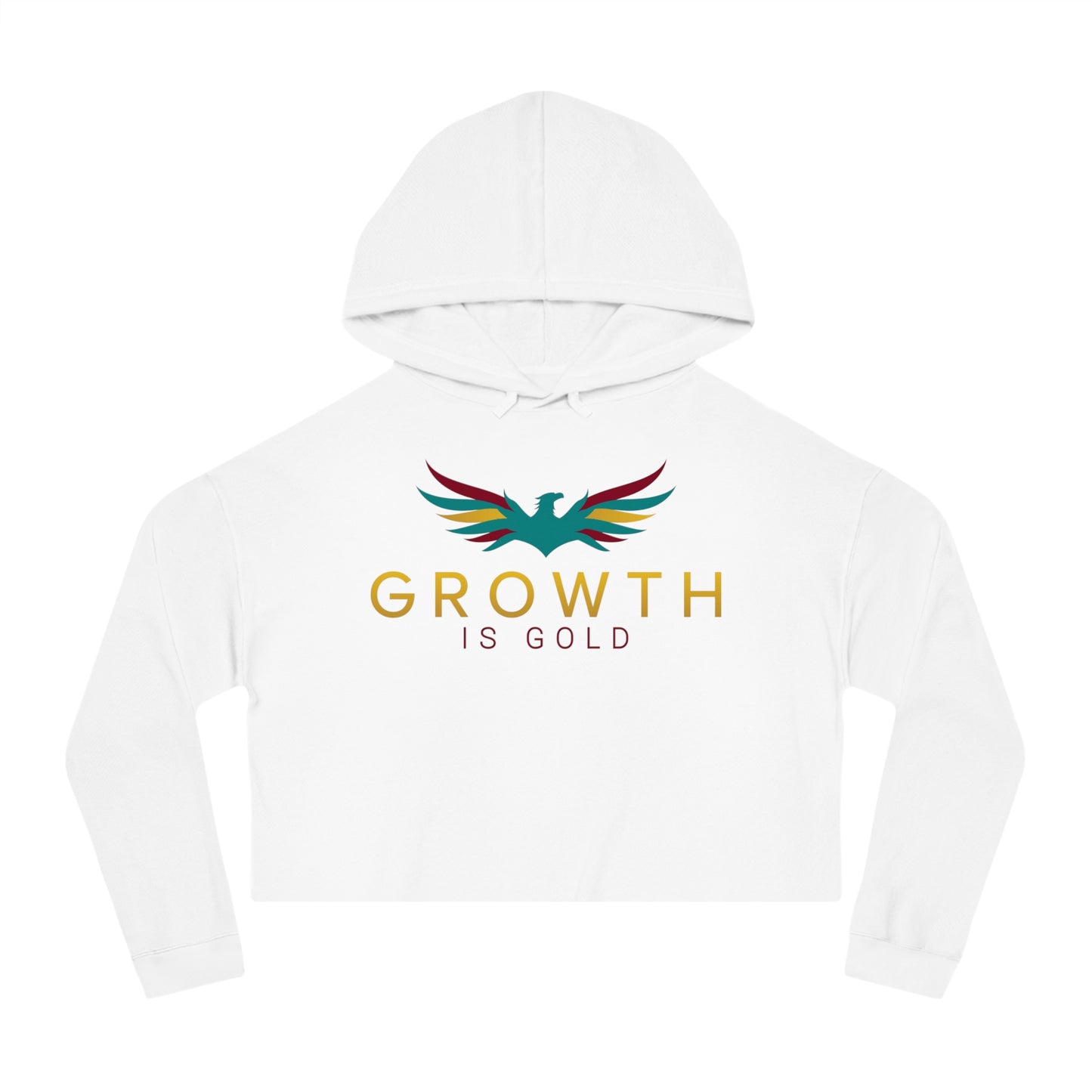 Women’s Inspirational Cropped Hoodie - Growth is Gold, Motivational Apparel, Fitness Wear, Casual Chic, Gift for Her
