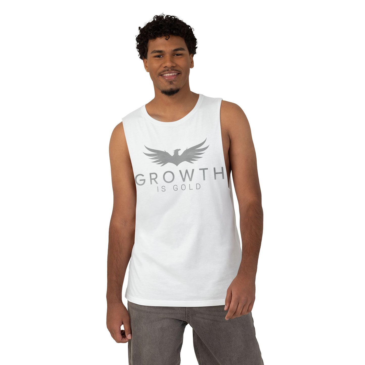 Unisex Growth is Gold Tank - Inspirational Activewear, Motivational Workout Top, Fitness Gift, Summer Apparel, Gym Wear