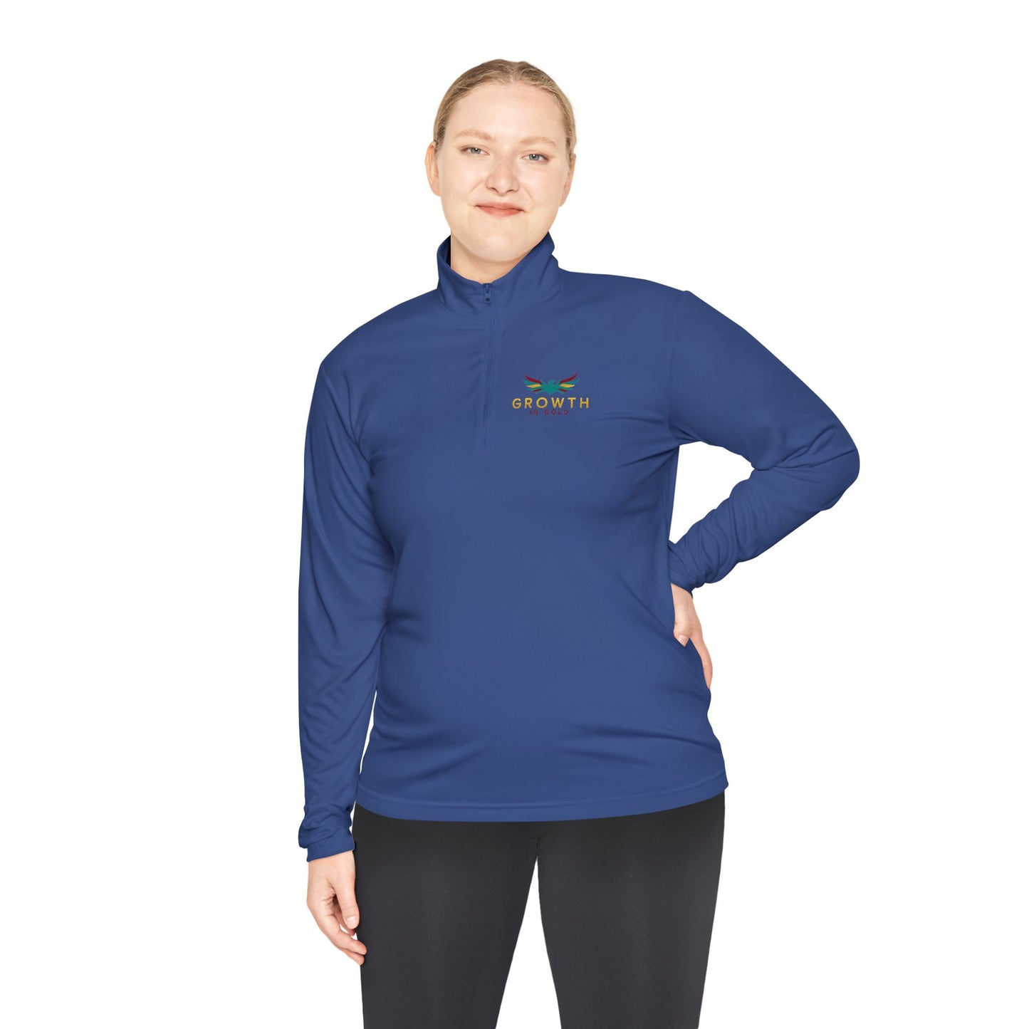 Growth is Gold Unisex Quarter-Zip Pullover - Stylish Activewear for Growth Mindset Enthusiasts, Perfect for Everyday Wear, Gifts, Motivation