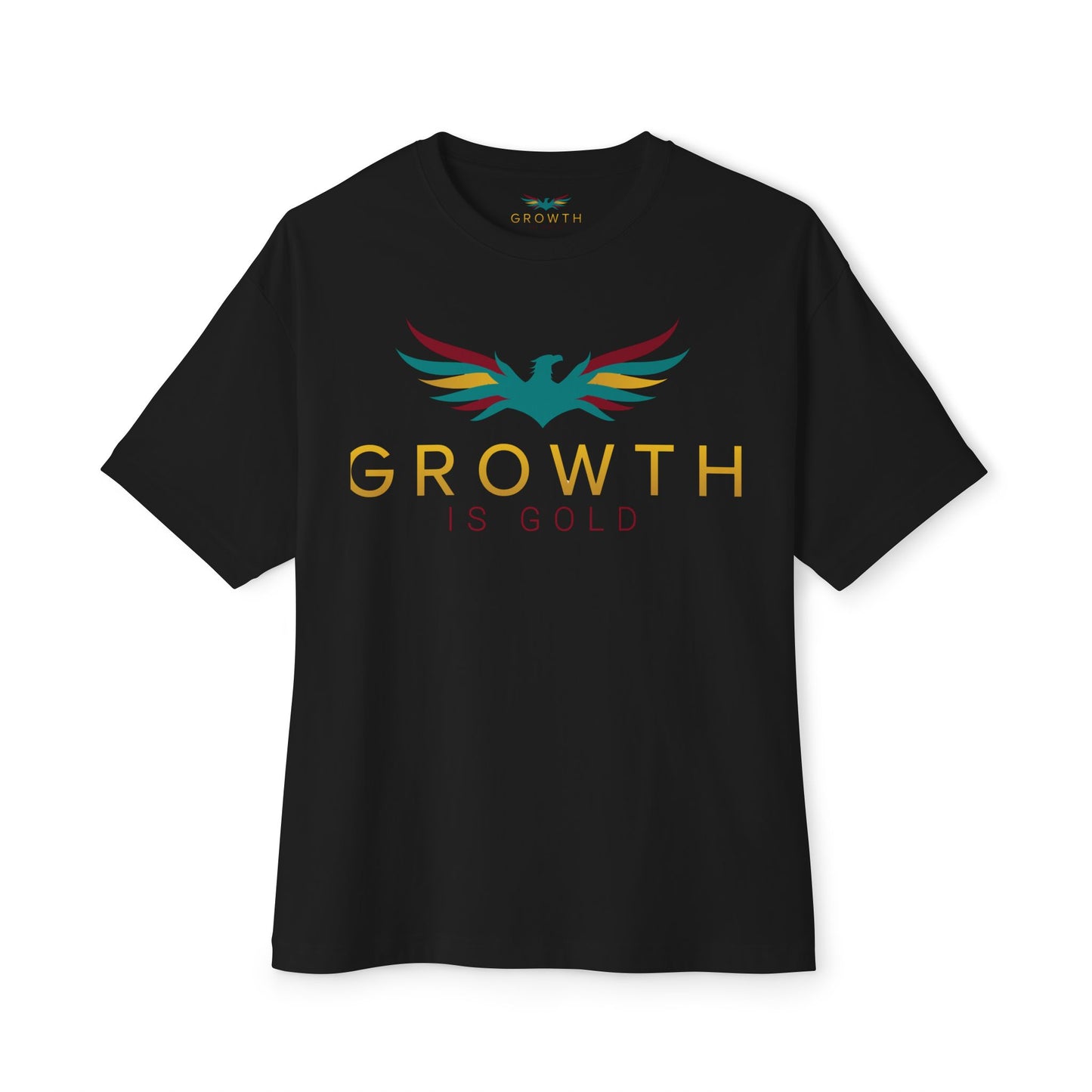 Growth is Gold Unisex Oversized Boxy Tee, Inspirational Graphic T-Shirt, Casual Wear, Gift for Her, Motivational Apparel, Stylish Lounge Tee