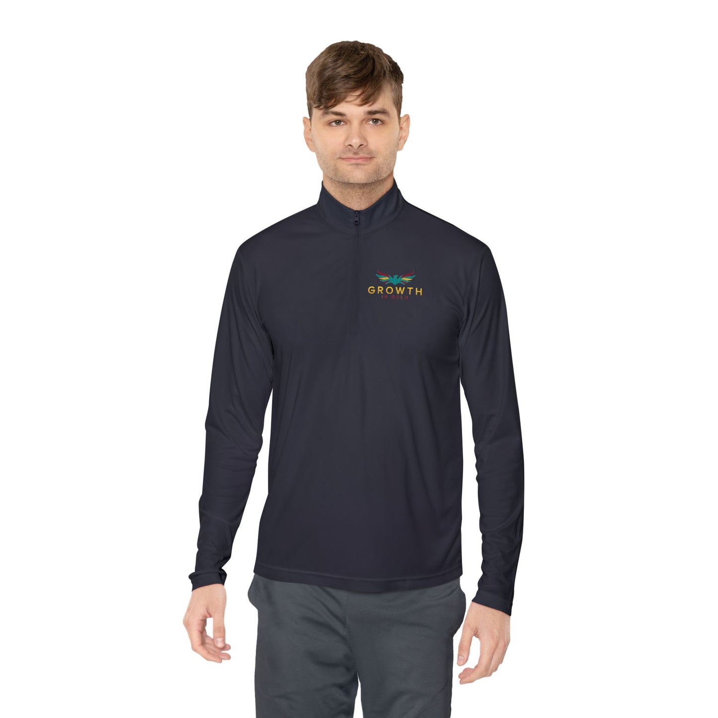 Growth is Gold Unisex Quarter-Zip Pullover - Stylish Activewear for Growth Mindset Enthusiasts, Perfect for Everyday Wear, Gifts, Motivation