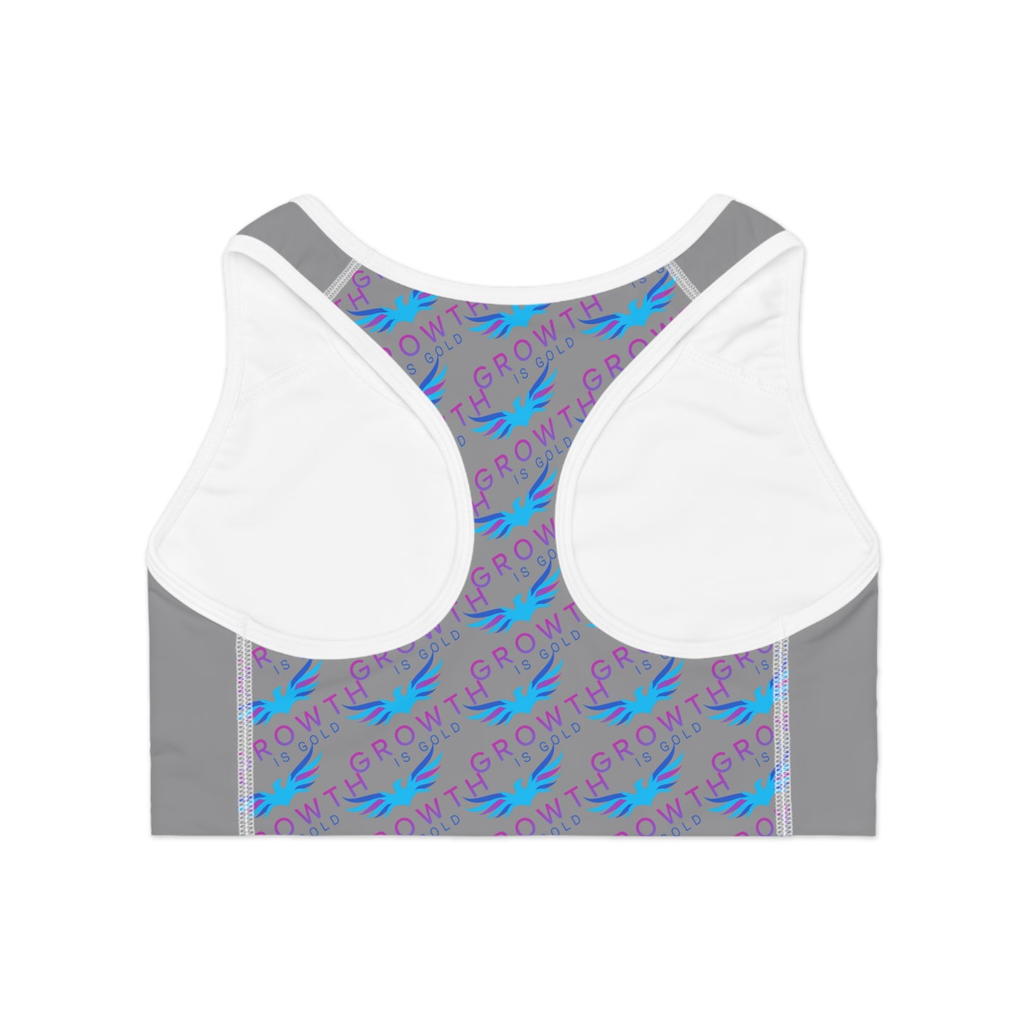 Growth is Gold Sports Bra with Inspirational Design