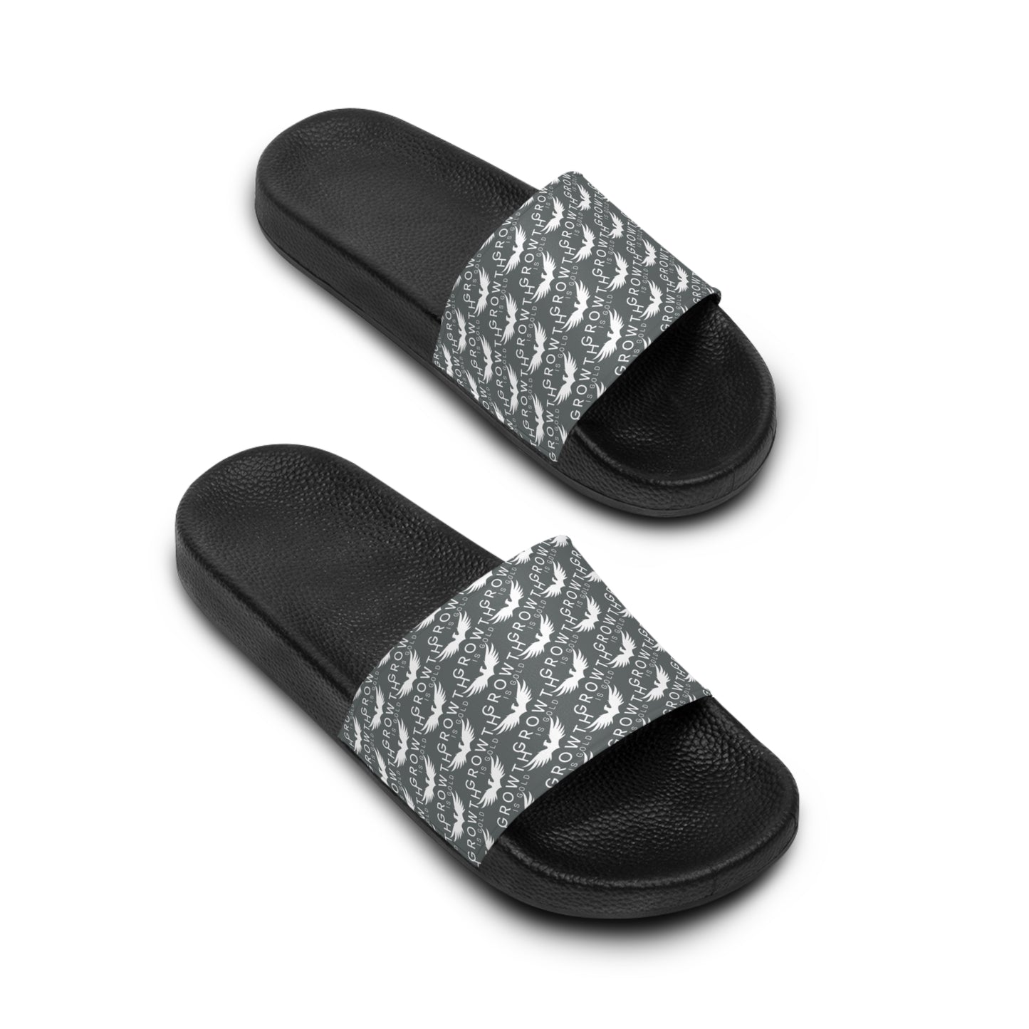 Growth is Gold Men's Slide Sandals - Comfortable Casual Footwear for Summer, Pool Days, Beach Trips, and Everyday Wear