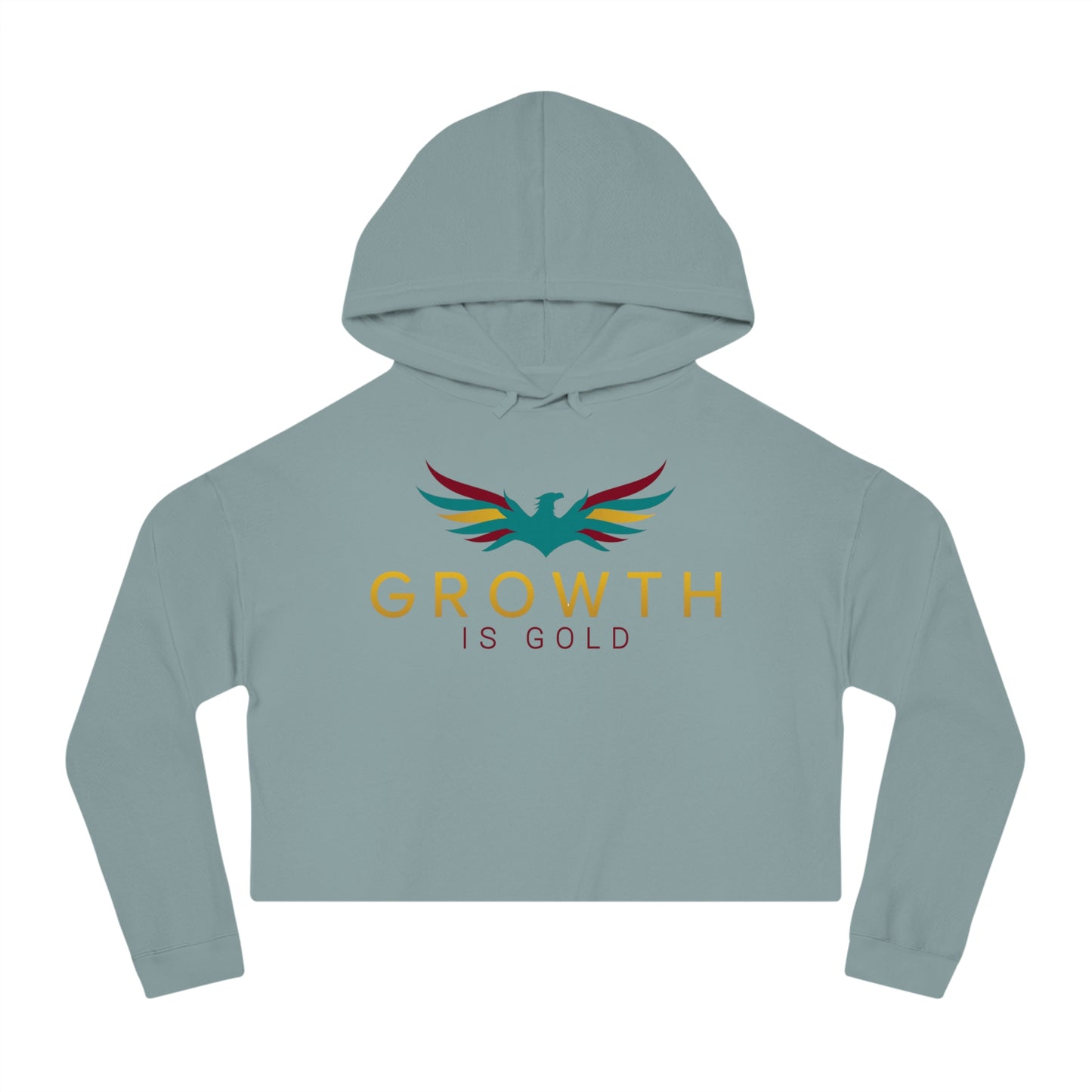 Women’s Inspirational Cropped Hoodie - Growth is Gold, Motivational Apparel, Fitness Wear, Casual Chic, Gift for Her
