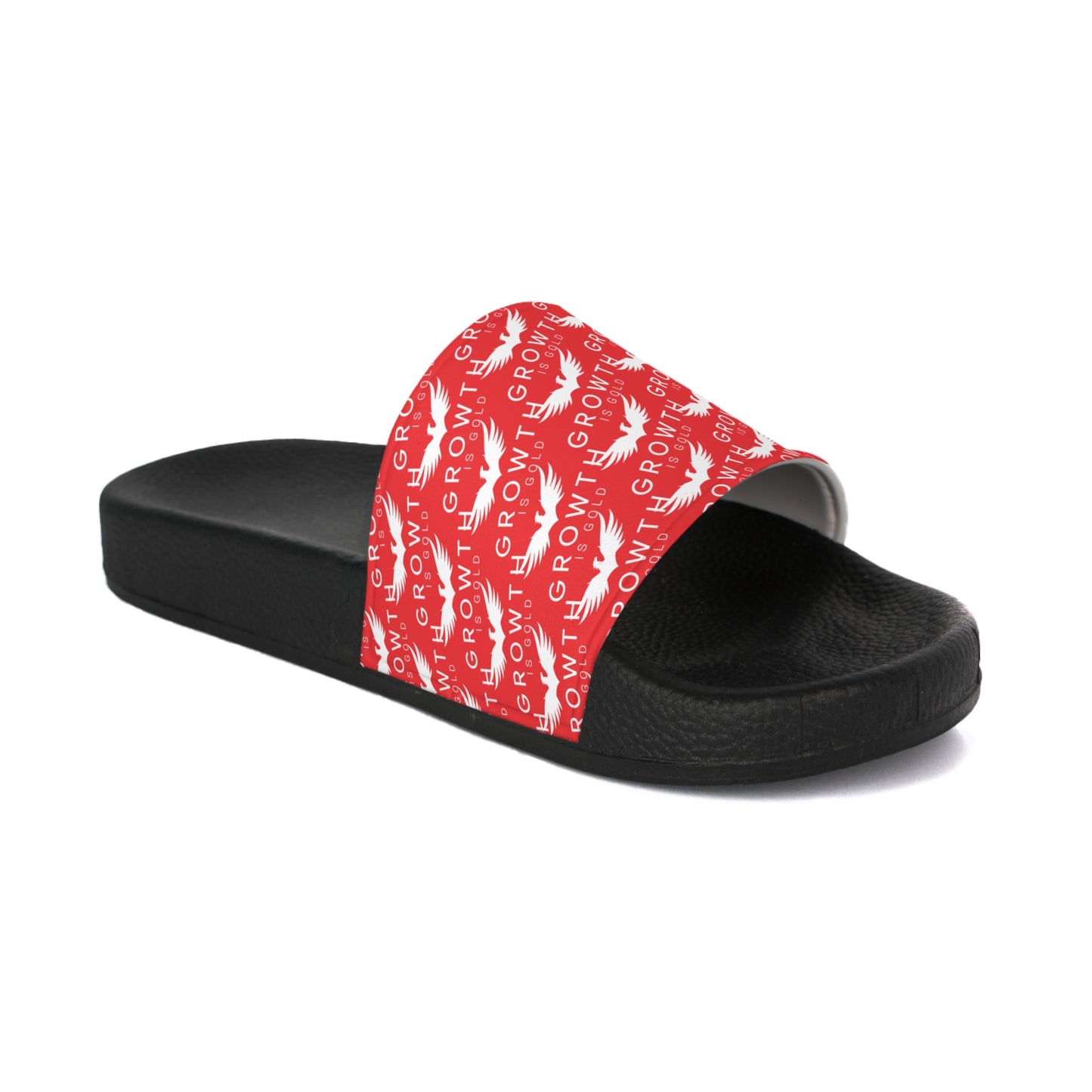 Growth is Gold Men's Slide Sandals - Comfortable Casual Footwear for Summer, Pool Days, Beach Trips, and Everyday Wear