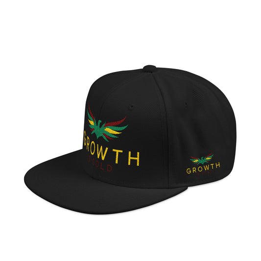 Embroidered Snapback Hat - Growth is Gold Design, Adjustable Cap, Streetwear Accessories, Gift for Him/Her, Summer Fashion