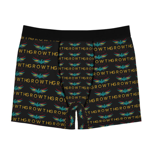 Grow Your Confidence Men's Boxer Briefs, Exclusive Underwear, Gift for Him, Growth Is Gold Phoenix Design, Comfortable Everyday Wear, Unique Men's Fashion