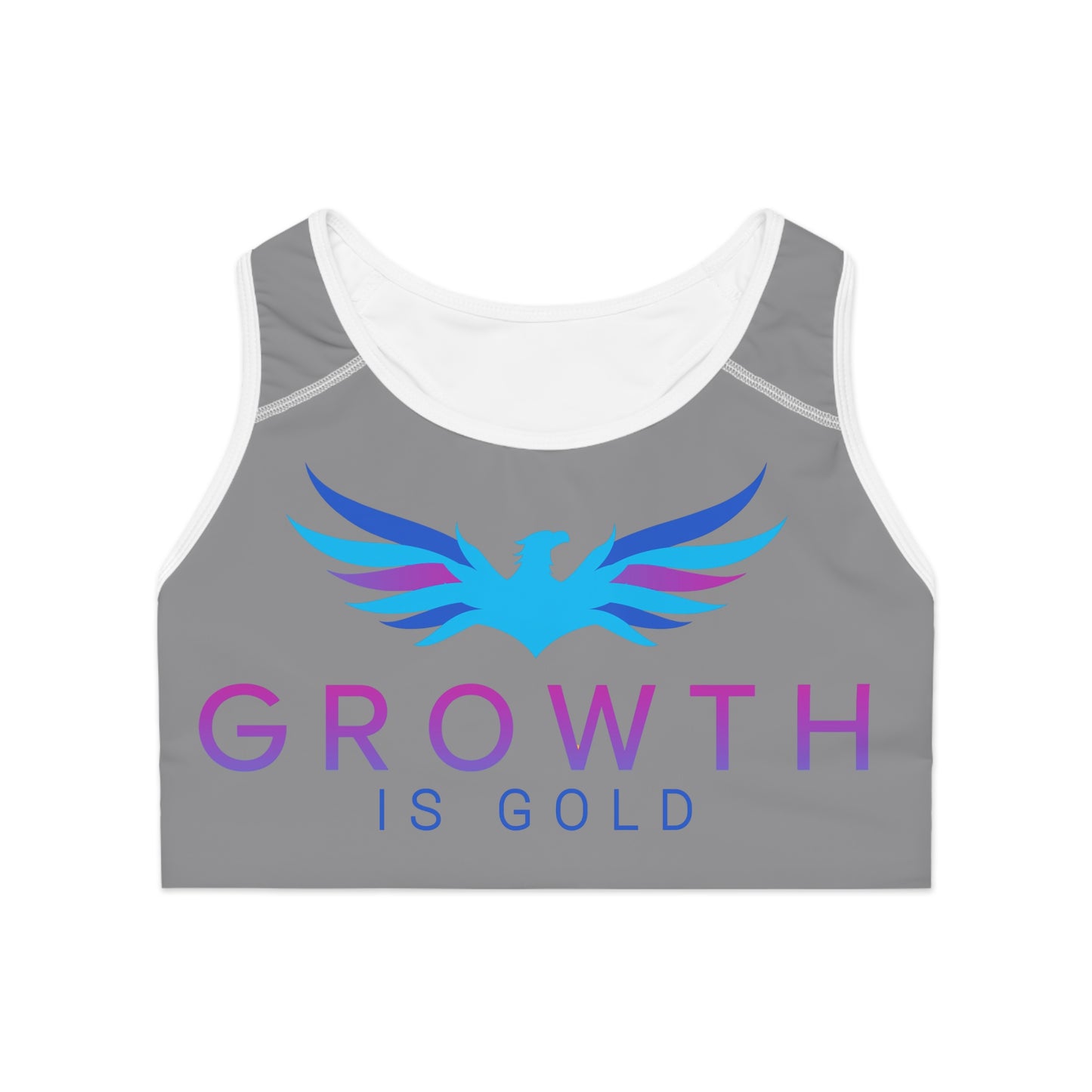 Growth is Gold Sports Bra with Inspirational Design