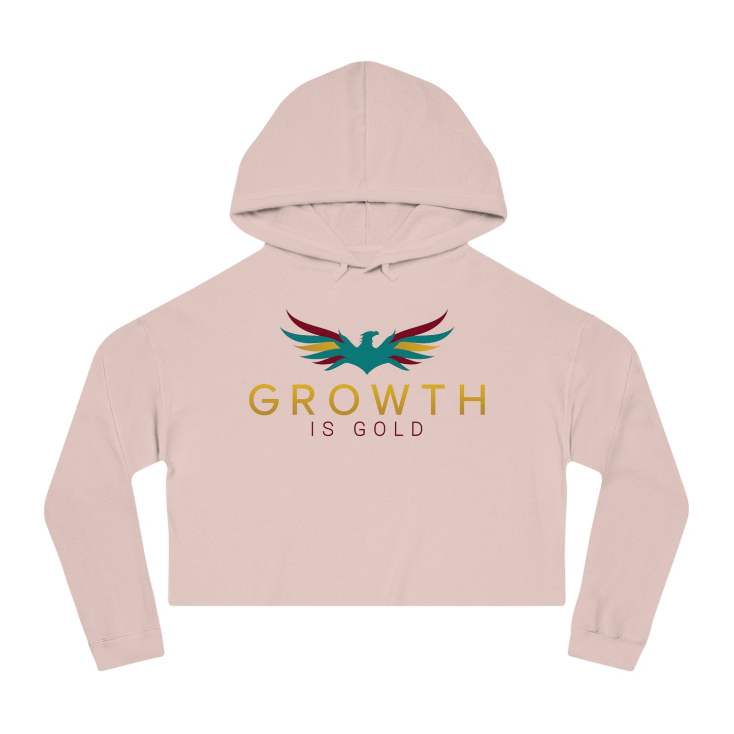 Women’s Inspirational Cropped Hoodie - Growth is Gold, Motivational Apparel, Fitness Wear, Casual Chic, Gift for Her