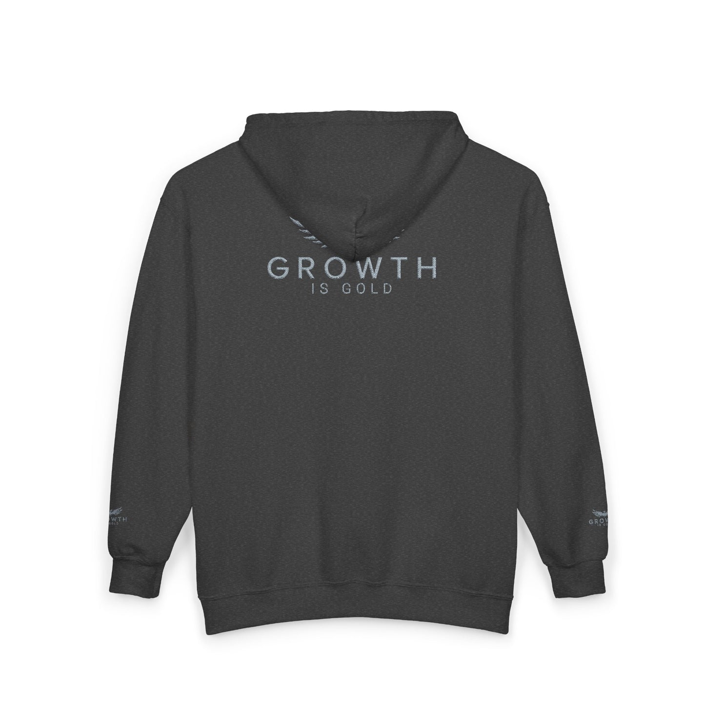 Growth Is Gold Unisex Zip Hoodie, Comfortable Layering, Perfect for Gift, Fitness Enthusiasts, Inspirational Apparel