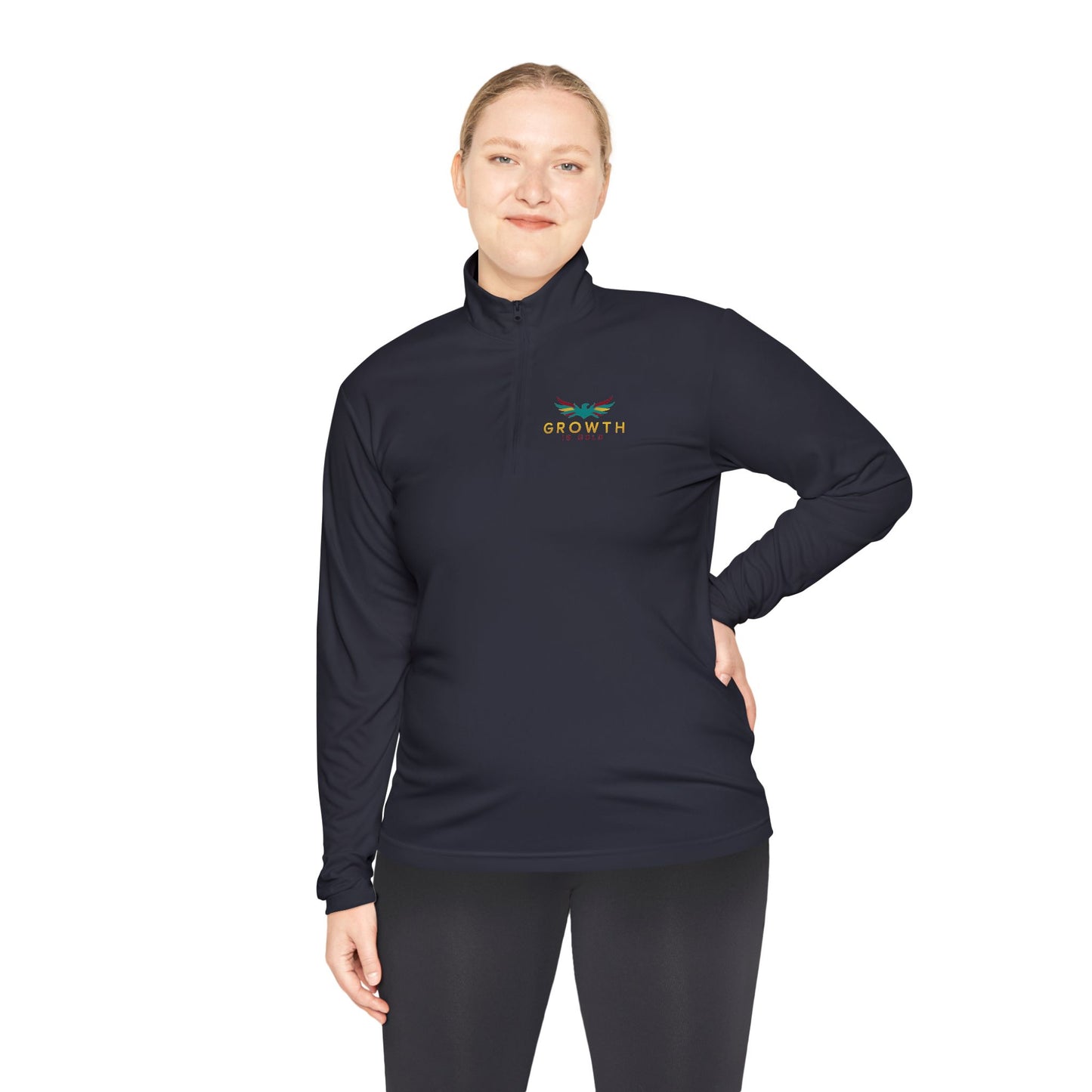 Growth is Gold Unisex Quarter-Zip Pullover - Stylish Activewear for Growth Mindset Enthusiasts, Perfect for Everyday Wear, Gifts, Motivation