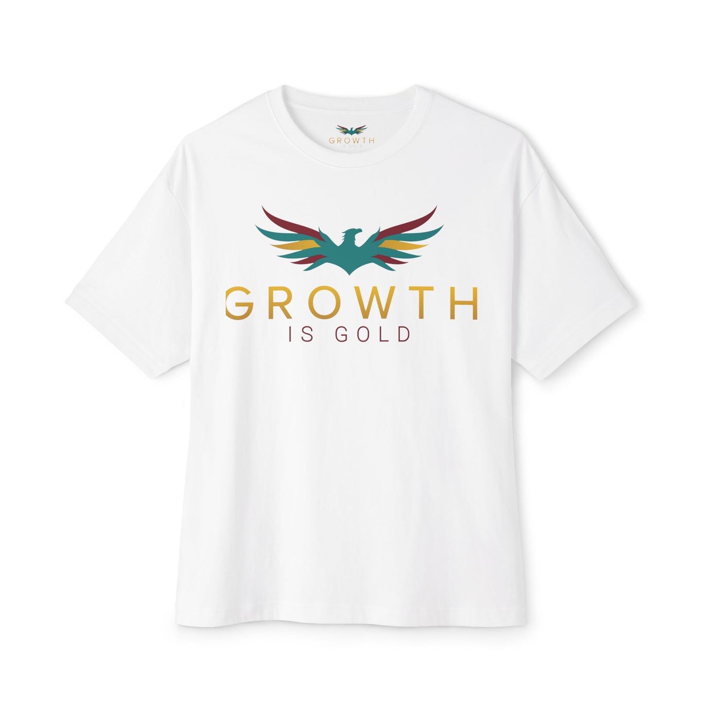 Growth is Gold Unisex Oversized Boxy Tee, Inspirational Graphic T-Shirt, Casual Wear, Gift for Her, Motivational Apparel, Stylish Lounge Tee
