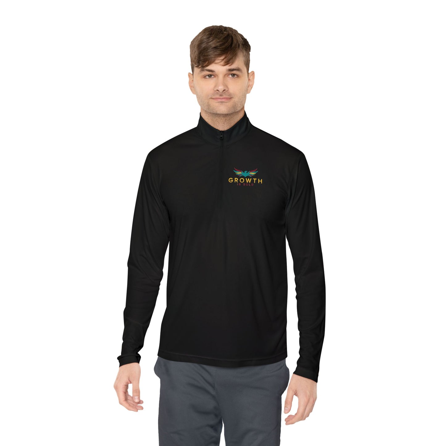 Growth is Gold Unisex Quarter-Zip Pullover - Stylish Activewear for Growth Mindset Enthusiasts, Perfect for Everyday Wear, Gifts, Motivation