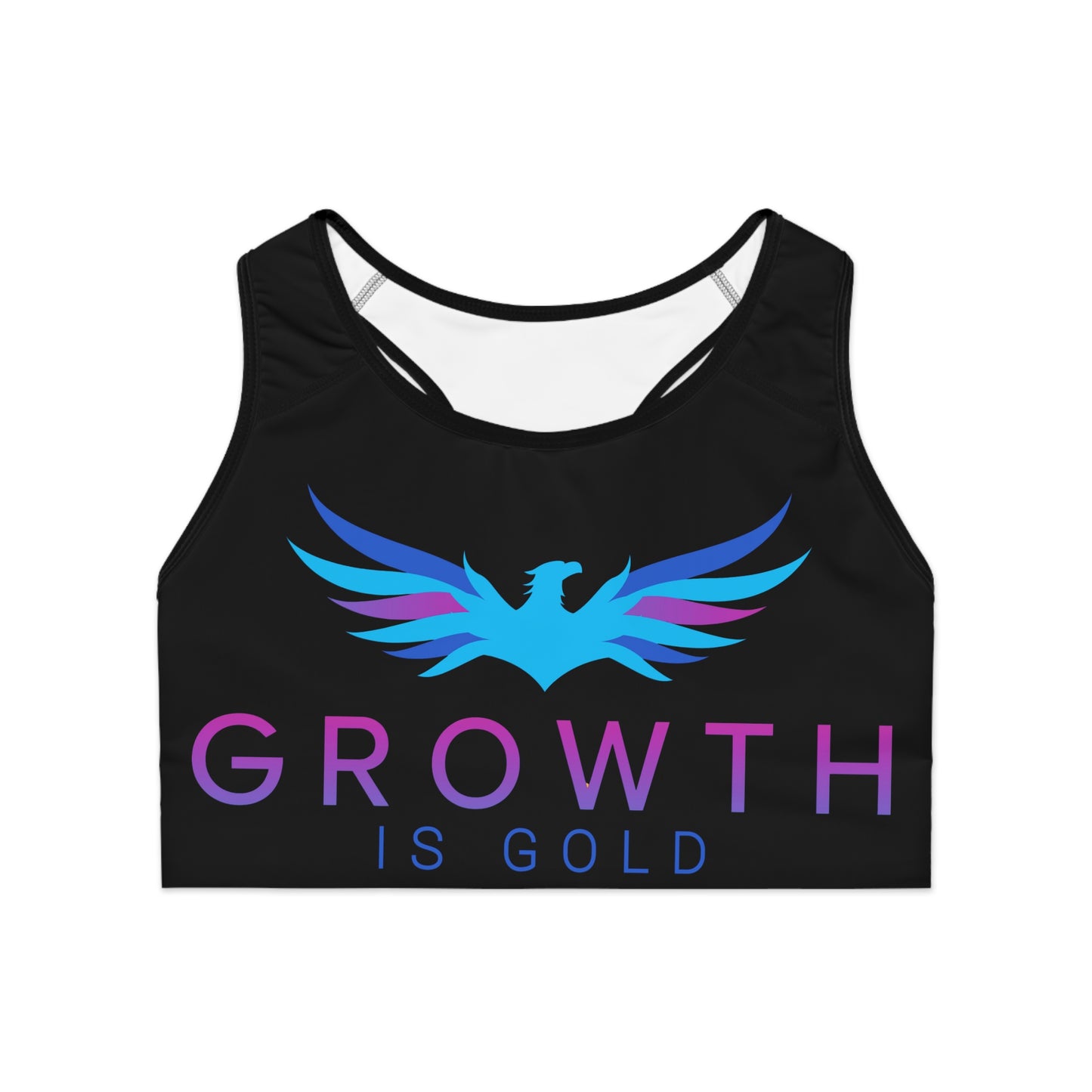Growth Is Gold Sports Bra, Workout Apparel, Fitness Gear, Gift for Athletes, Motivational Wear