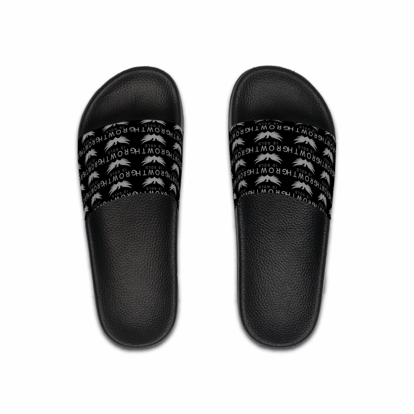 Growth Is Gold Men's Slide Sandals - Comfortable Casual Footwear for Summer, Pool Days, Beach Trips, and Everyday Wear
