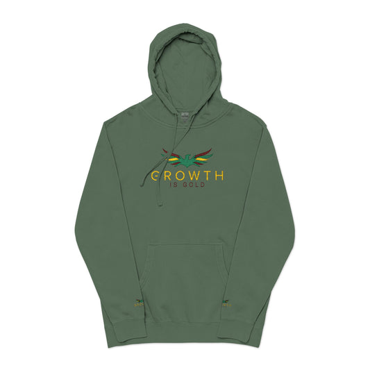 Growth Is Gold Inspired Unisex Embroidered Hoodie, Cozy Layering, Gift for Friends, Casual Fashion, Outdoor Adventures, Comfortable Loungewear