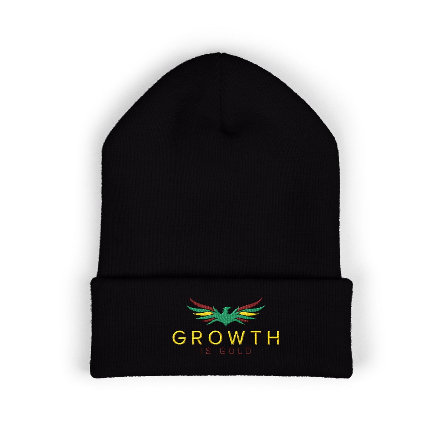 Vibrant Embroidered Beanie - Growth is Gold, Winter Accessory, Unisex Hat, Perfect Gift for New Year & Birthdays