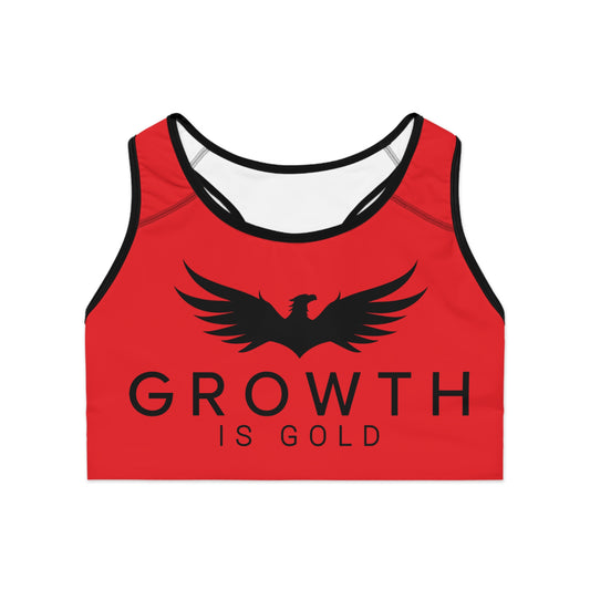 Empowering Sports Bra - Growth is Gold, Fitness Apparel, Workout Gear, Activewear, Motivational Clothing
