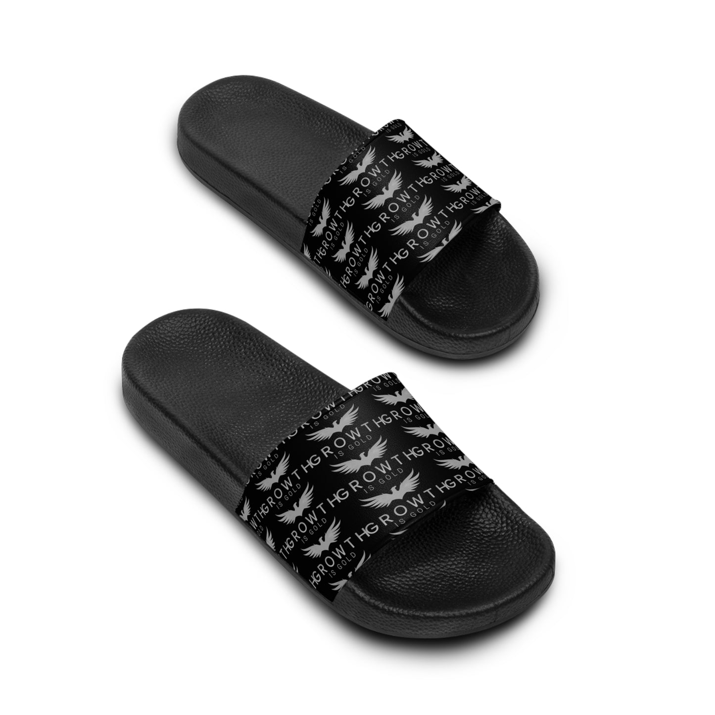 Growth Is Gold Men's Slide Sandals - Comfortable Casual Footwear for Summer, Pool Days, Beach Trips, and Everyday Wear
