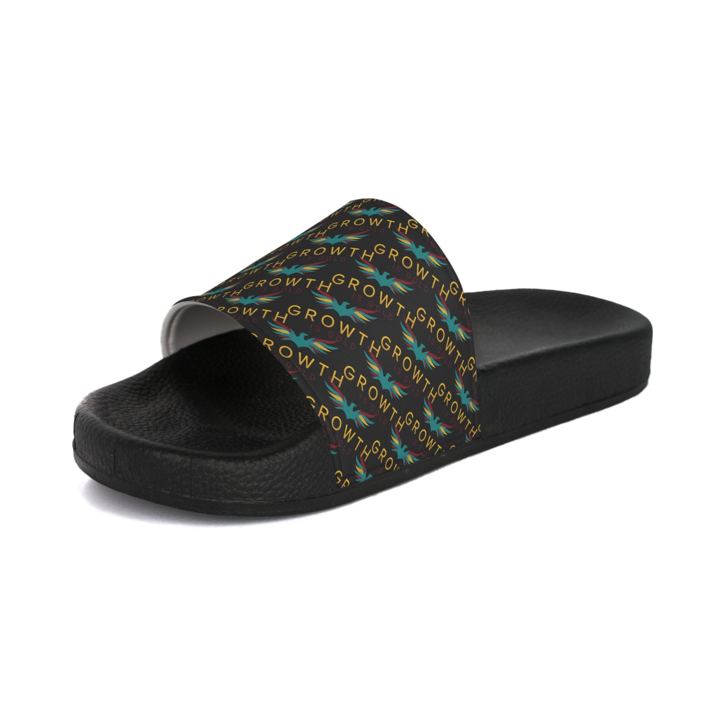 Growth is Gold Men's Slide Sandals - Comfortable Casual Footwear for Summer, Pool Days, Beach Trips, and Everyday Wear