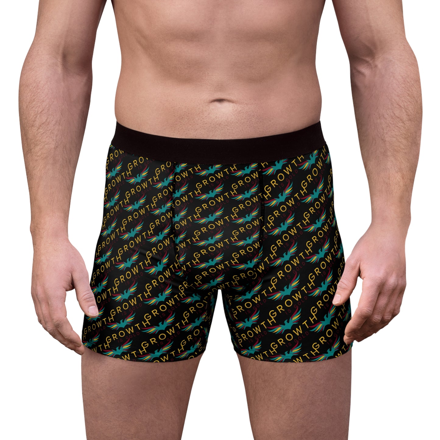 Growth is gold Confidence Men's Boxer Briefs, Gift for Him, phoenix Design, Comfortable Everyday Wear, Unique Men's Fashion