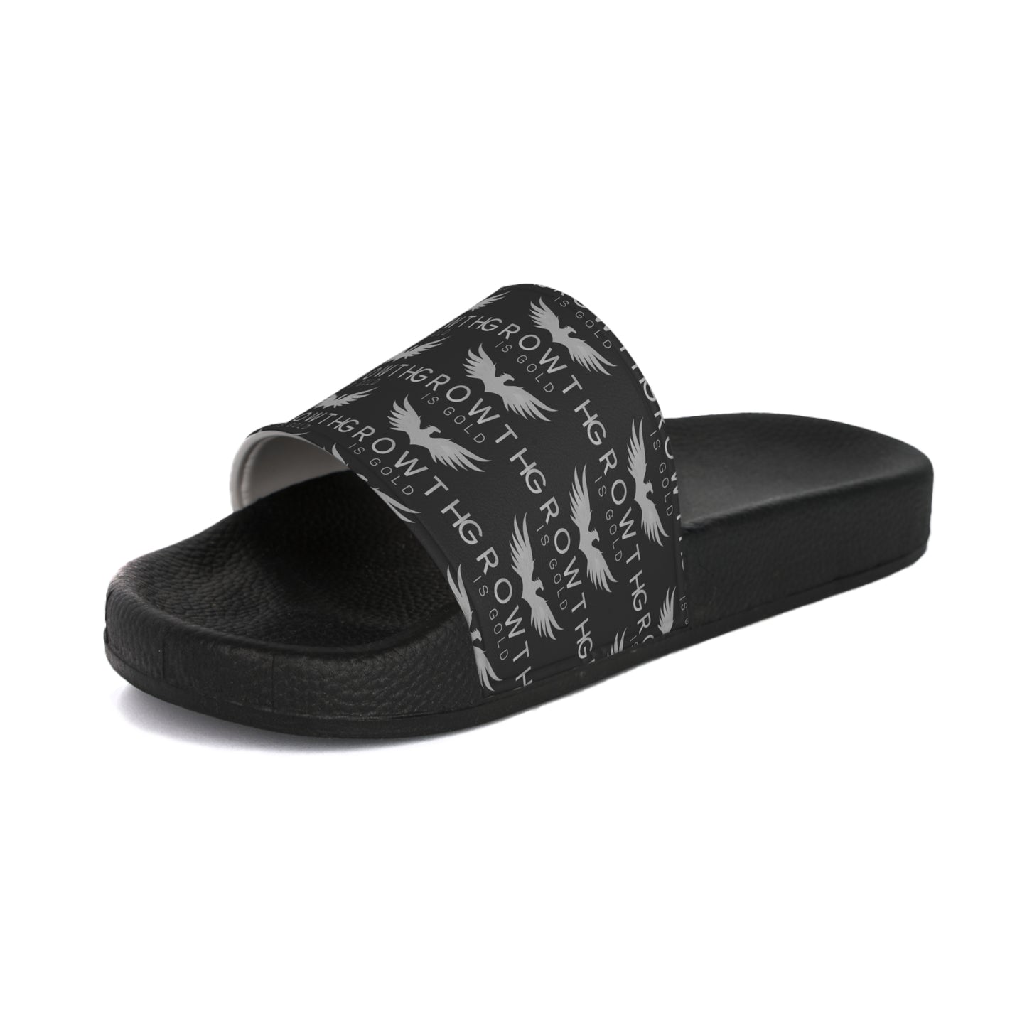 Growth Is Gold Men's Slide Sandals - Comfortable Casual Footwear for Summer, Pool Days, Beach Trips, and Everyday Wear