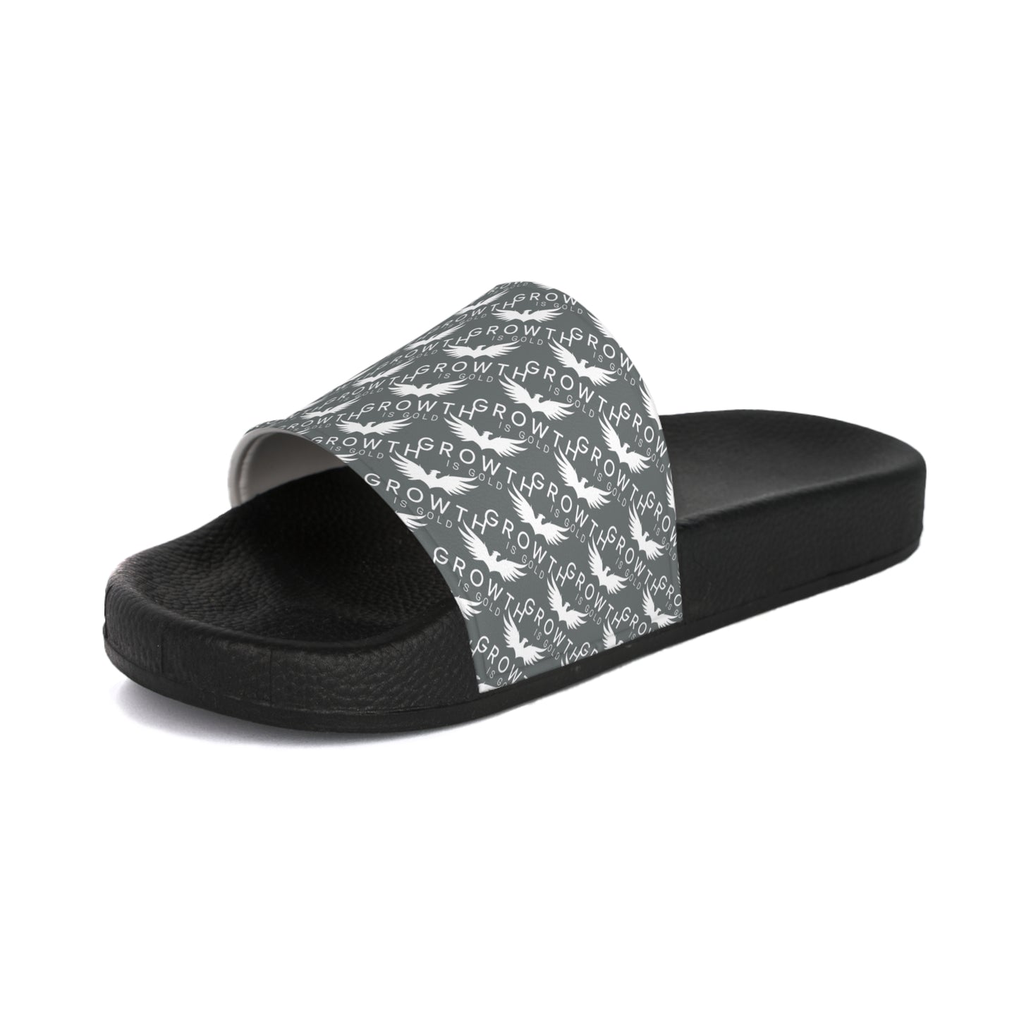 Growth is Gold Men's Slide Sandals - Comfortable Casual Footwear for Summer, Pool Days, Beach Trips, and Everyday Wear