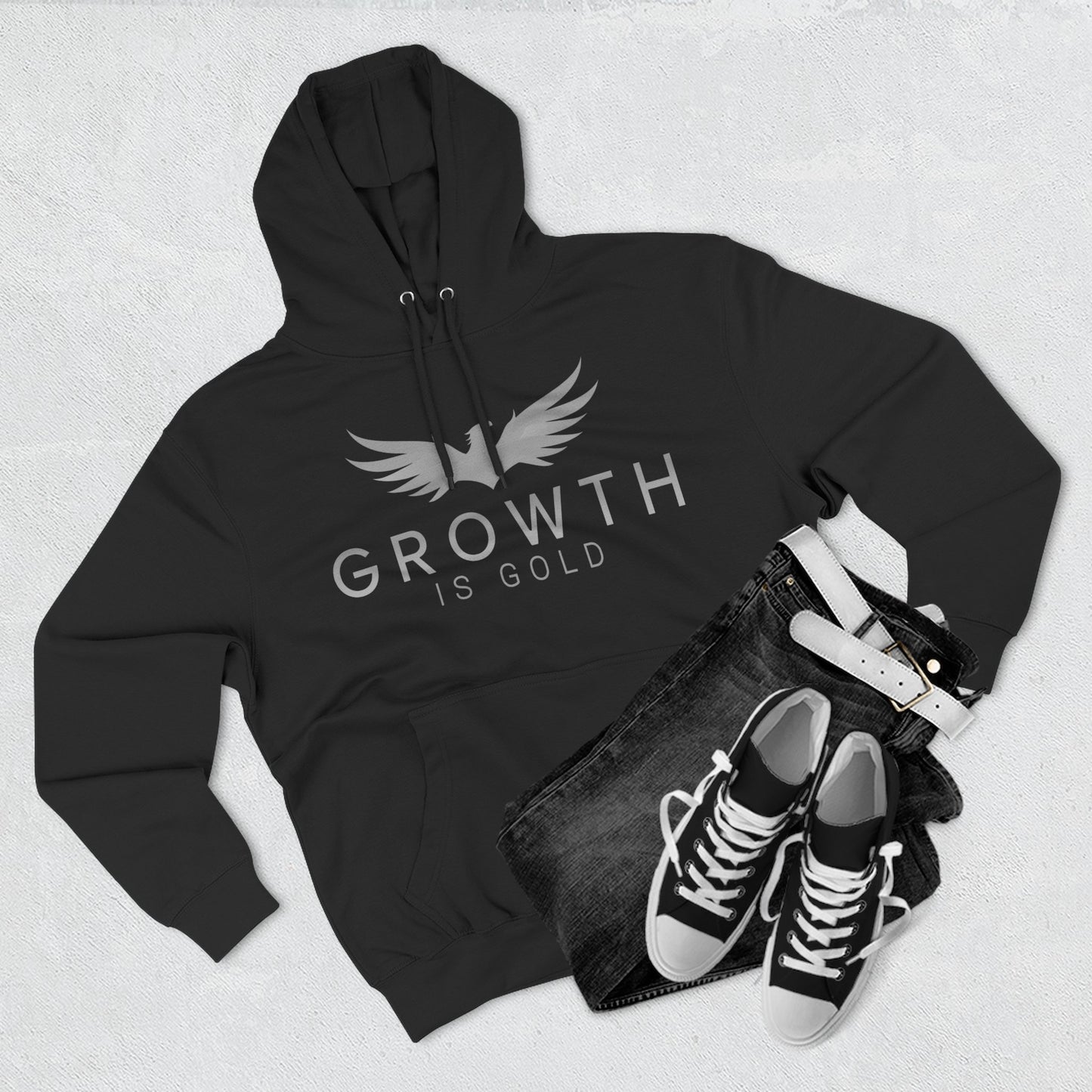 Inspirational Fleece Hoodie - Growth is Gold, Cozy Apparel, Motivational Gift, Unisex Clothing, Perfect for Any Occasion