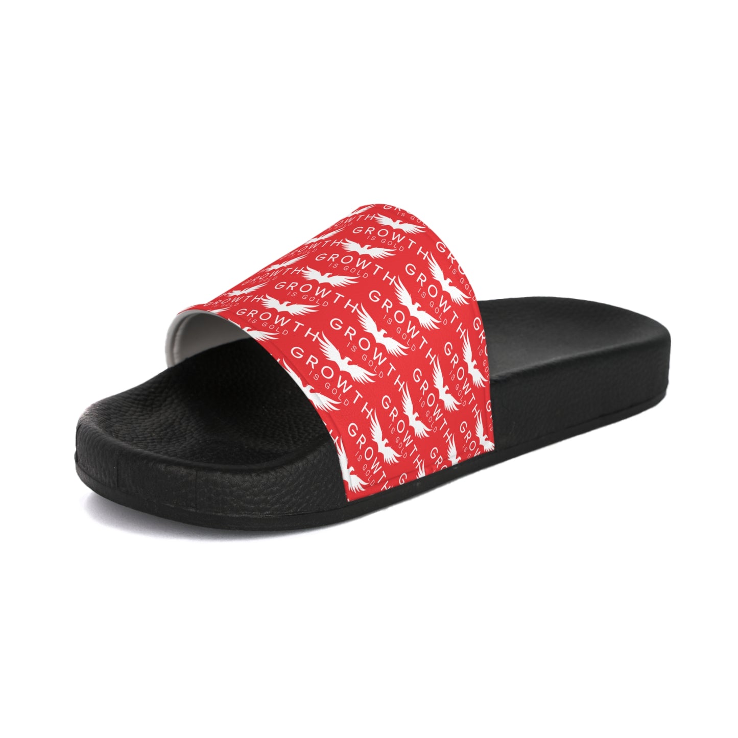 Growth is Gold Men's Slide Sandals - Comfortable Casual Footwear for Summer, Pool Days, Beach Trips, and Everyday Wear