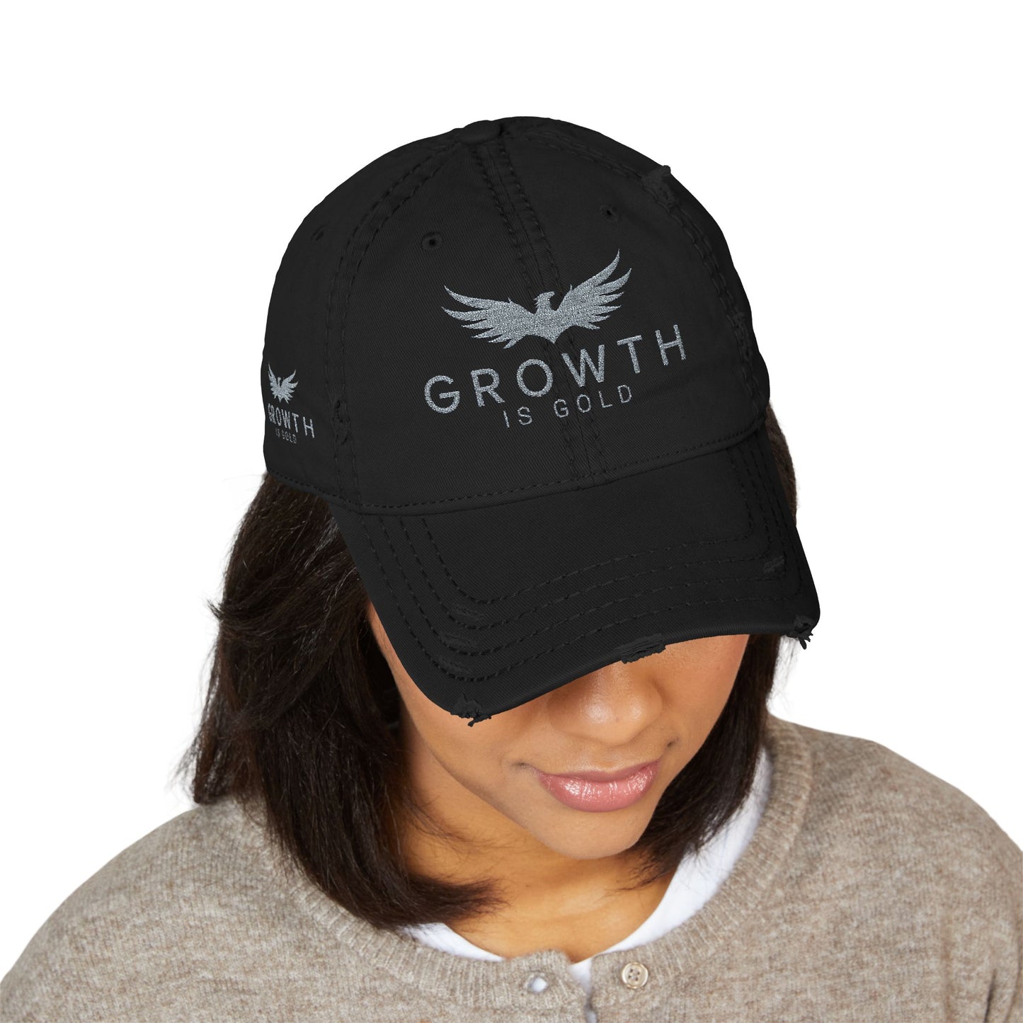 Distressed GROWTH IS GOLD Hat with Inspirational Embroidery - Vintage Cap for Growth Lovers, Casual Style, Gift for Friends, Everyday Use, [...]