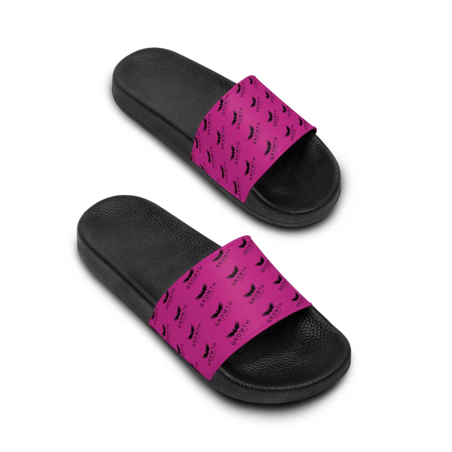 Growth is Gold Men's Slide Sandals - Comfortable Casual Footwear for Summer, Pool Days, Beach Trips, and Everyday Wear