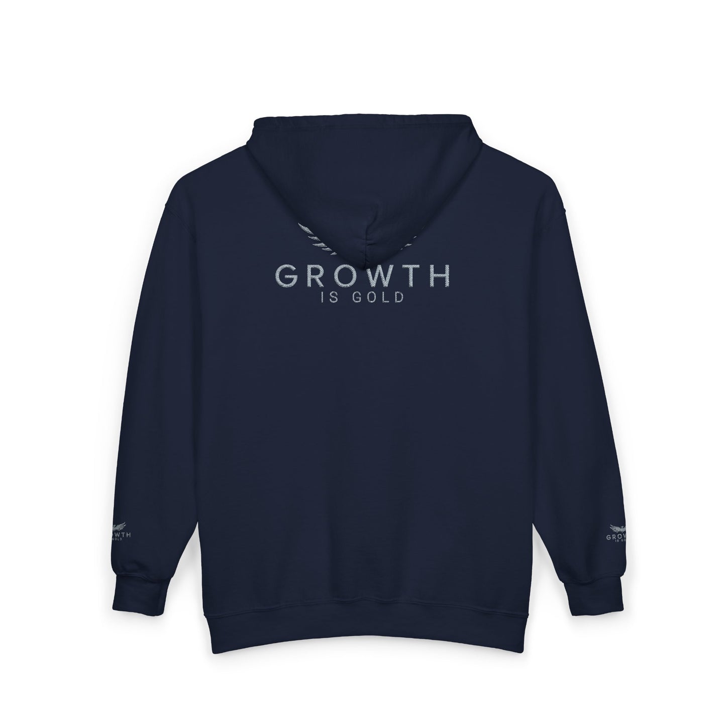 Growth Is Gold Unisex Zip Hoodie, Comfortable Layering, Perfect for Gift, Fitness Enthusiasts, Inspirational Apparel