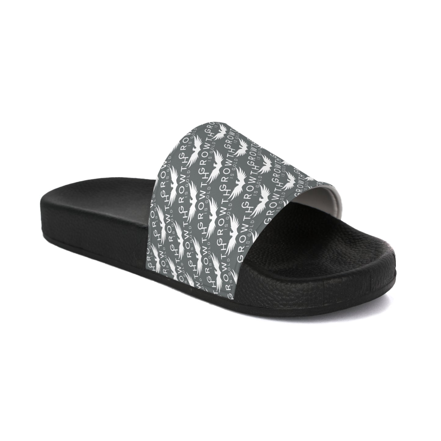 Growth is Gold Men's Slide Sandals - Comfortable Casual Footwear for Summer, Pool Days, Beach Trips, and Everyday Wear