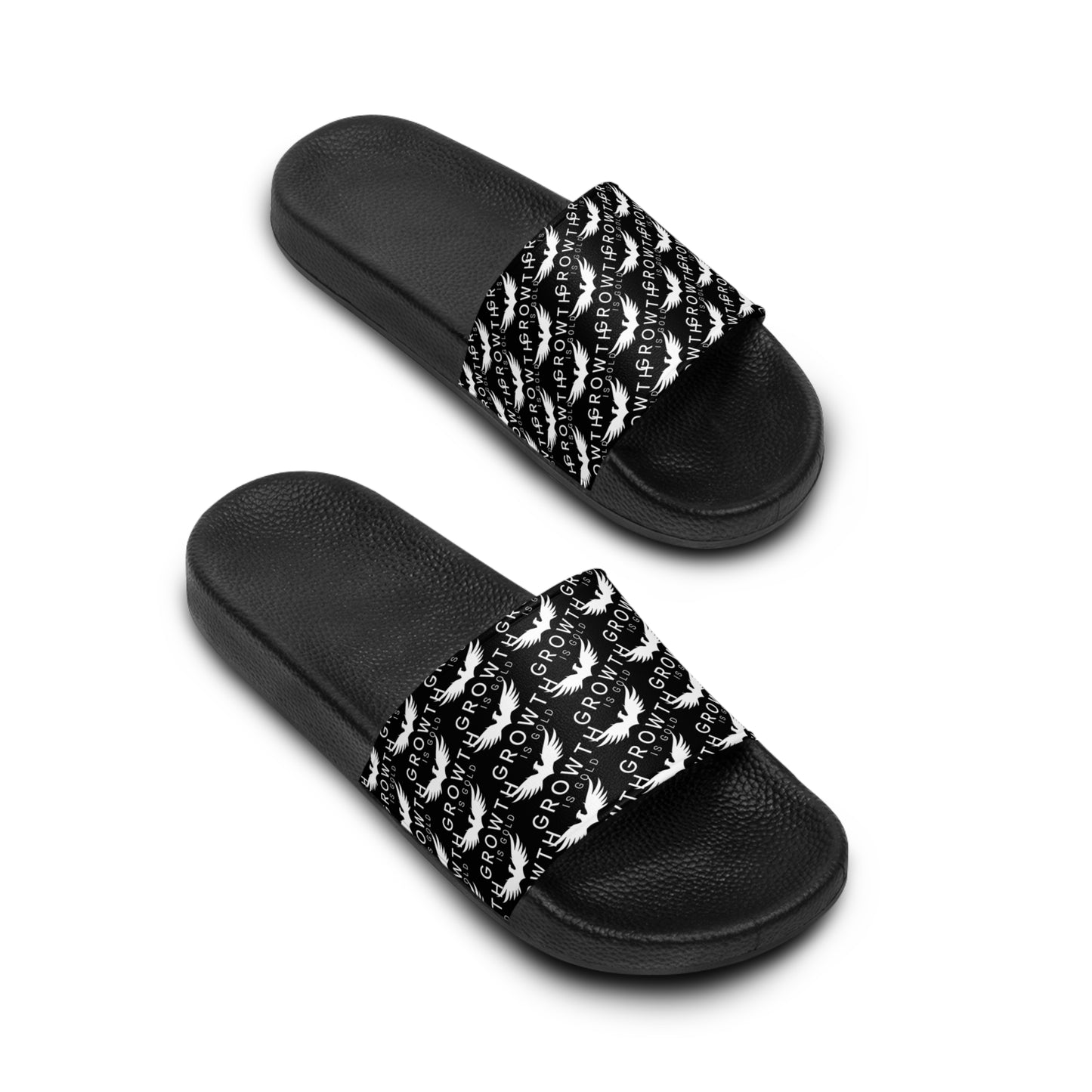 Growth is Gold Men's Slide Sandals - Comfortable Casual Footwear for Summer, Pool Days, Beach Trips, and Everyday Wear