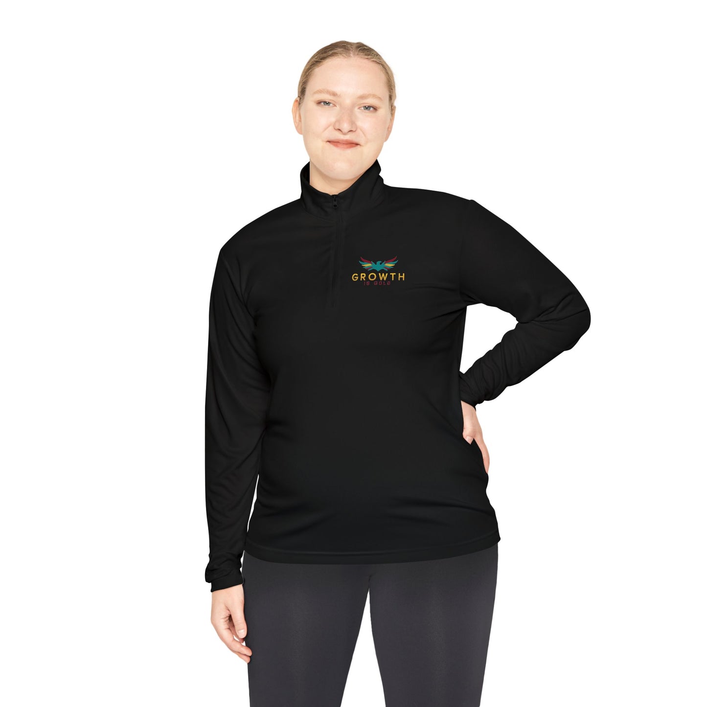 Growth is Gold Unisex Quarter-Zip Pullover - Stylish Activewear for Growth Mindset Enthusiasts, Perfect for Everyday Wear, Gifts, Motivation
