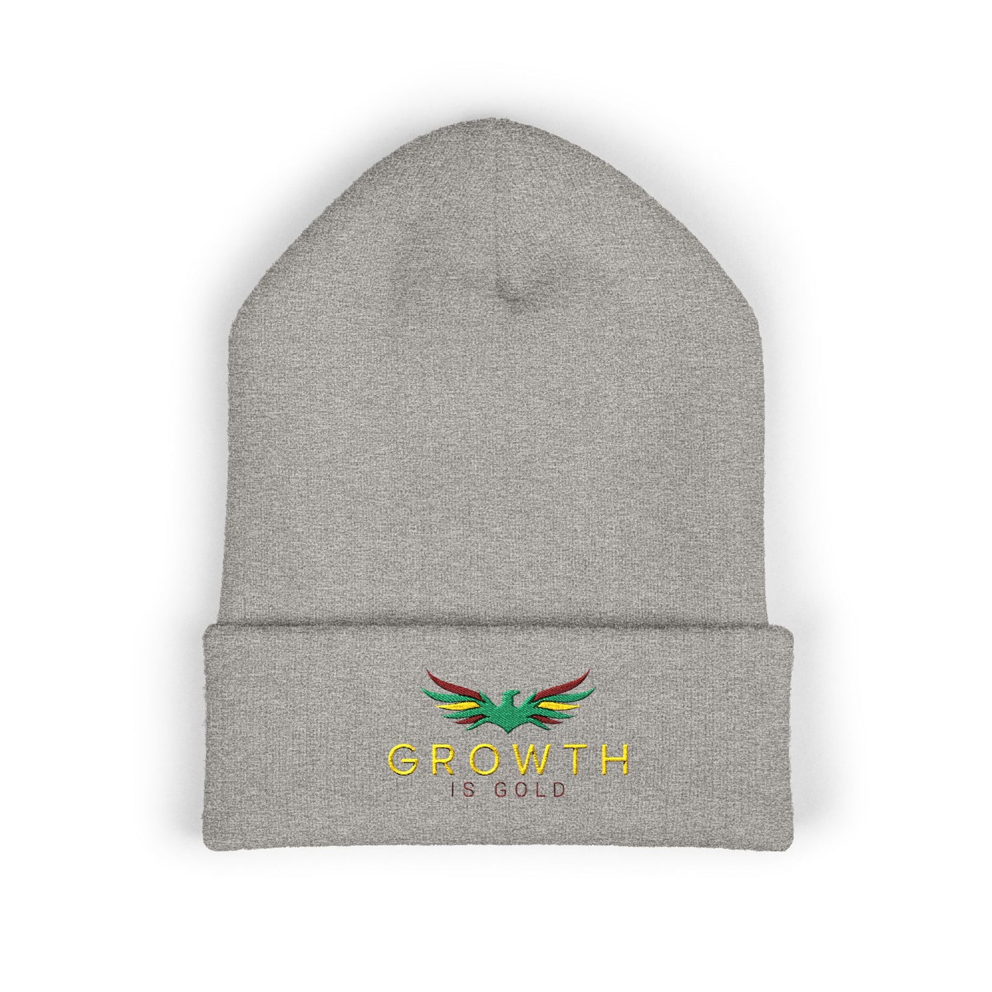 Vibrant Embroidered Beanie - Growth is Gold, Winter Accessory, Unisex Hat, Perfect Gift for New Year & Birthdays