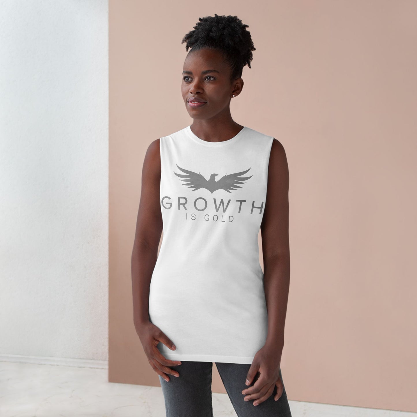 Unisex Growth is Gold Tank - Inspirational Activewear, Motivational Workout Top, Fitness Gift, Summer Apparel, Gym Wear