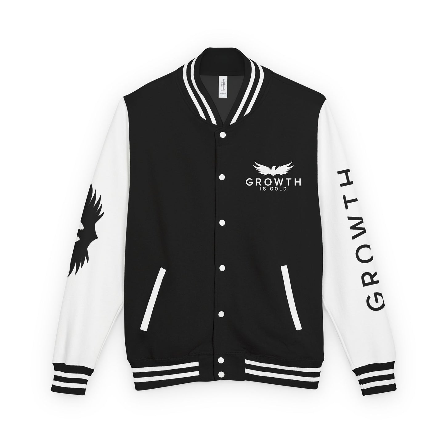 Elevated Style Unisex Letterman Jacket - Motivational Growth Quote, Casual Wear, Trendy Outerwear, Gift for Him/Her, Sports Jacket