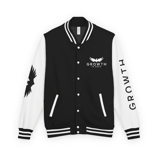 Elevated Style Unisex Letterman Jacket - Motivational Growth Quote, Casual Wear, Trendy Outerwear, Gift for Him/Her, Sports Jacket