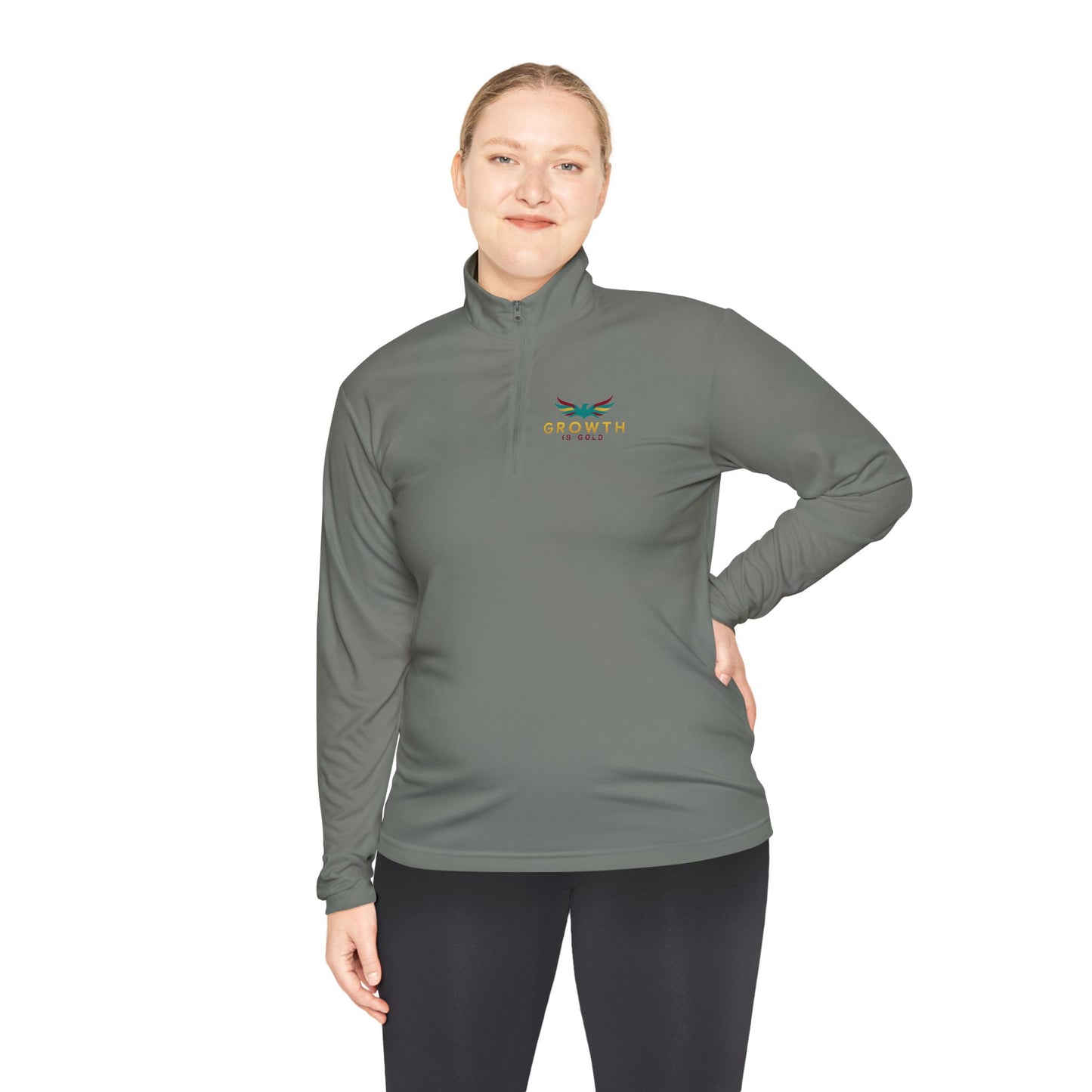 Growth is Gold Unisex Quarter-Zip Pullover - Stylish Activewear for Growth Mindset Enthusiasts, Perfect for Everyday Wear, Gifts, Motivation